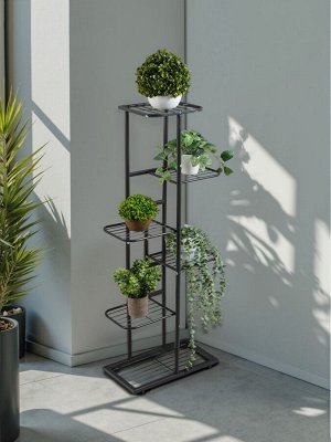 Подставка для цветов Greengo, 6 полок, 44x22x105 см, напольная, металл, тёмно-серая