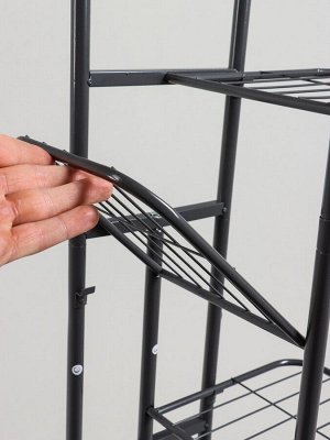 Подставка для цветов Greengo, 6 полок, 44x22x105 см, напольная, металл, тёмно-серая