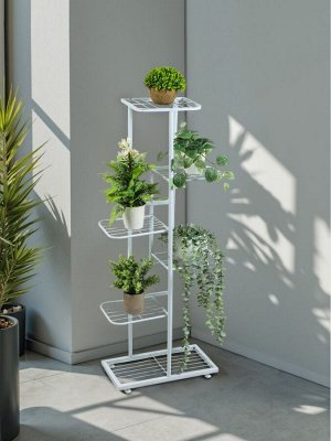 Подставка для цветов Greengo, 6 полок, 44x22x105 см, напольная, металл, белая