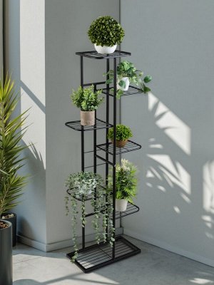 Подставка для цветов Greengo, 7 полок, 43x22x126 см, напольная, металл, чёрная