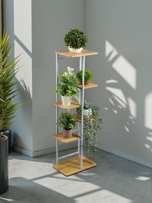 Подставка для цветов Greengo, 6 полок, 36x23x106 см, напольная, каркас металл, полки МДФ, белая