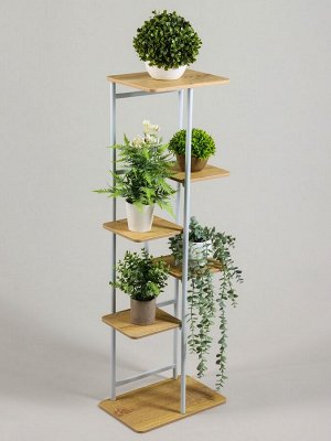 Подставка для цветов Greengo, 6 полок, 36?23?106 см, напольная, каркас металл, полки МДФ, белая