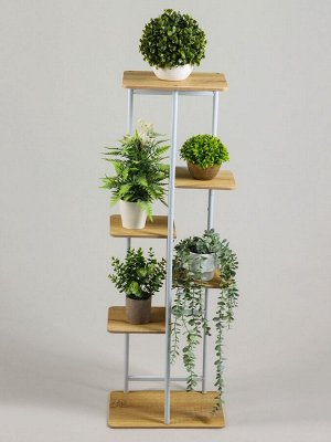 Подставка для цветов Greengo, 6 полок, 36x23x106 см, напольная, каркас металл, полки МДФ, белая
