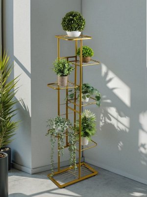 Подставка для цветов Greengo, 7 полок, 43x22x126 см, напольная, металл, цвет золотой