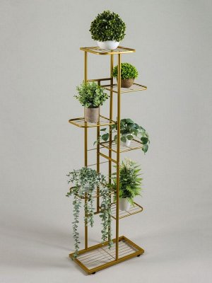 Подставка для цветов Greengo, 7 полок, 43x22x126 см, напольная, металл, цвет золотой