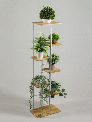 Подставка для цветов Greengo, 7 полок, 36x23x120 см, напольная, каркас металл, полки МДФ, белая