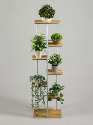 Подставка для цветов Greengo, 7 полок, 36x23x120 см, напольная, каркас металл, полки МДФ, белая