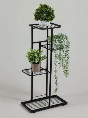 Подставка для цветов Greengo, 4 полки, 43x22x82 см, напольная, металл, чёрная