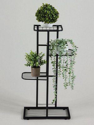 Подставка для цветов Greengo, 4 полки, 43x22x82 см, напольная, металл, чёрная