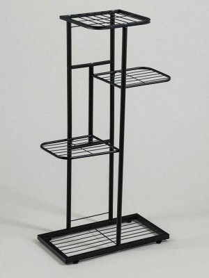 Подставка для цветов Greengo, 4 полки, 43x22x82 см, напольная, металл, чёрная