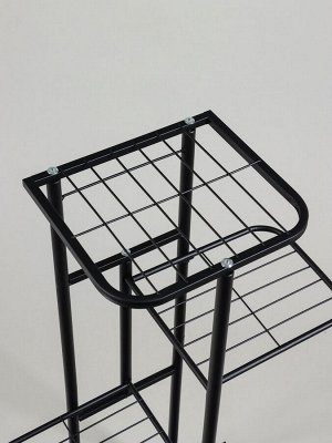 Подставка для цветов Greengo, 4 полки, 43x22x82 см, напольная, металл, чёрная