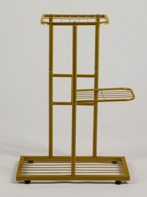 Подставка для цветов Greengo, 3 полки, 43x22x57 см, напольная, металл, цвет золотой