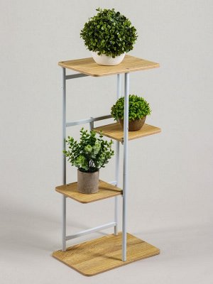 Подставка для цветов Greengo, 4 полки, 36?23?74 см, напольная, каркас металл, полки МДФ, белая