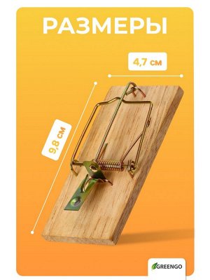 Мышеловка, 9.8x4.7 см, дерево, Greengo