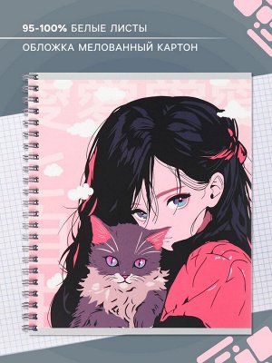 Тетрадь 48 листов в клетку, на гребне «Аниме девушки», МИКС