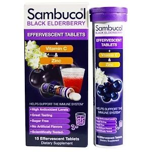 Sambucol, Черная бузина, шипучие таблетки, 15 шипучих таб