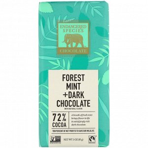 Endangered Species Chocolate, Мята + Темный шоколад, 3 унц. (85 г)