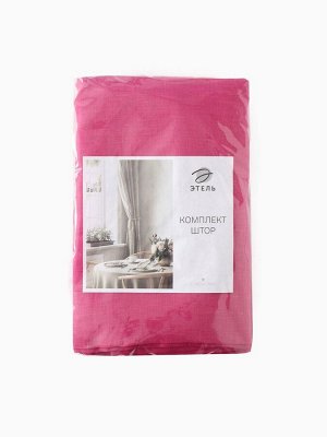 Комплект штор для кухни Этель Linen collection, 145x180 см - 2 шт., розовый, 100% лён 170 г/м²