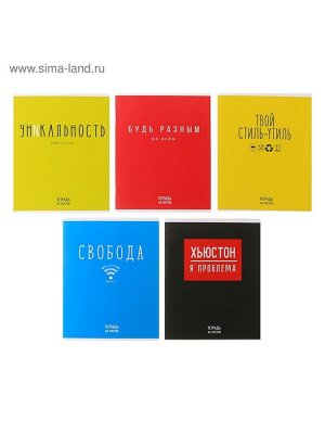Тетрадь 48 листов в клетку Calligrata «Надпись», обложка мелованный картон, блок офсет, МИКС