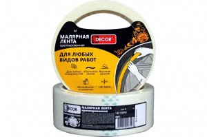 Малярная лента DЕCOR 19 мм, 25 м, креппированная, 140 мкм