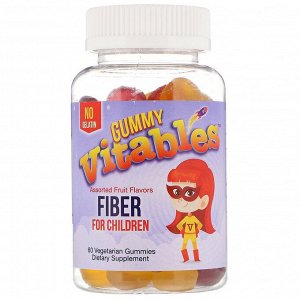 Vitables, Жевательная клетчатка для детей, без желатина, вкус фруктового ассорти, 60 вегетарианских жевательных таблеток