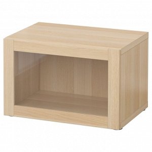 BEST?, стеллаж со стеклянной дверцей, эффект белого витражного дуба/Sindvik white stained oak eff прозрачное стекло, 60x42x38 см