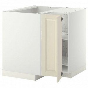 МЕТОД, угловой базовый шкаф с каруселью, белый/Bodbyn off-white, 88x88x80 см