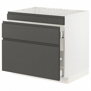 METOD / MAXIMERA, раковина base cab f + 3 фасада/2 выдвижных ящика, белый/Voxtorp темно-серый, 80x60x70 см