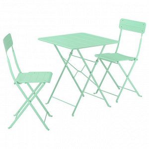 SUNDS?, стол и 2 складных стула, уличный светло-зеленый /light green, 65x65 см