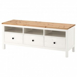 HEMNES, подставка для телевизора, белое пятно / светло-коричневый, 148x47x57 см