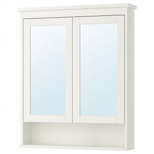 HEMNES, зеркальный шкаф с 2 дверцами, белый, 83x16x98 см