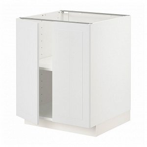 МЕТОД, базовый шкаф с полками/ 2 дверцы, белый/Stensund white, 60x60x70 см