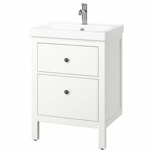 HEMNES / ORRSJ?N, умывальник с выдвижными ящиками/ раковиной / краном, белый, 62x49x89 см