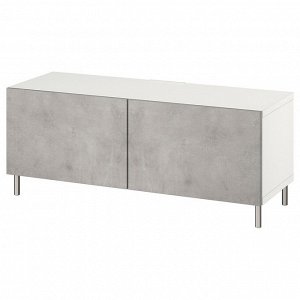 BEST?, тумба для телевизора с дверцами, белый / Kallviken /?sarp светло-серый, 120x42x48 см