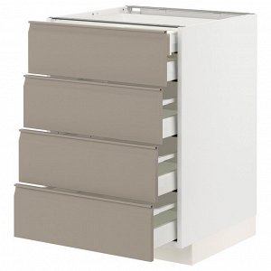 METOD / MAXIMERA, основание cb 4 frnts /2 low / 3 md drwr, белый /верхний матовый темно-бежевый, 60x60x80 см