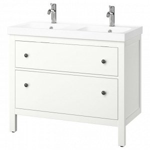 HEMNES / ORRSJ?N, умывальник с выдвижными ящиками/ раковиной / кранами, белый, 102x49x89 см