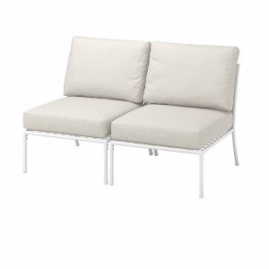 SEGER?N, 2-seat sofa, outdoor, white/beige/Fr?s?n/Duvholmen beige