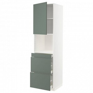 METOD / MAXIMERA, hi cab f micro combi с дверью/3 двери drwr, белый/серо-зеленый Bodarp, 60x60x220 см