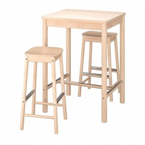 РЕННИНГЕ / R?NNINGE, барный стол и 2 барных стула, береза/birch