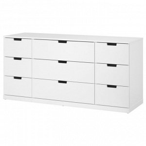 NORDLI, комод с 9 выдвижными ящиками, белый, 160x76 см