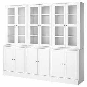 HAVSTA, комбинация для хранения со стеклянными дверцами, белый, 243x47x212 см