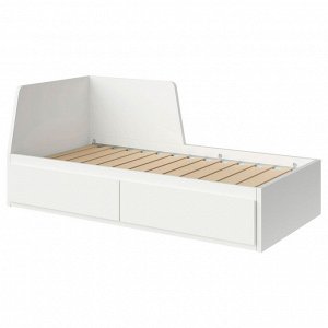 FLEKKE, каркас кушетки с 2 выдвижными ящиками, белый, 80x200 см