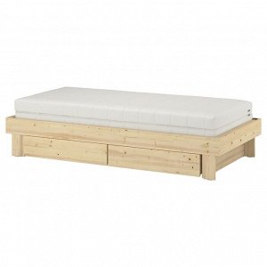GLAMBERGET, выдвижная кровать со стором/ 2 матрасами, сосна/фирма?fj?ll, 80x200 см