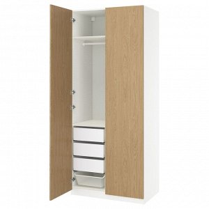 Шкаф для одежды PAX / STORKLINTA, комбинированный, эффект белого/дуба, 100x60x236 см