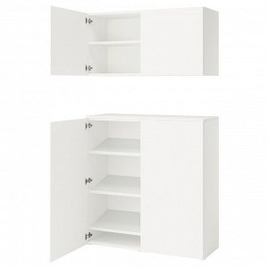 PLATSA, комбинация для хранения с дверцами, белый Фон/white, 122x42x220 см