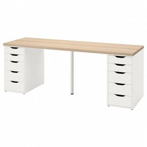 LAGKAPTEN / ALEX, письменный стол, белый мореный дуб/white, 200x60 см