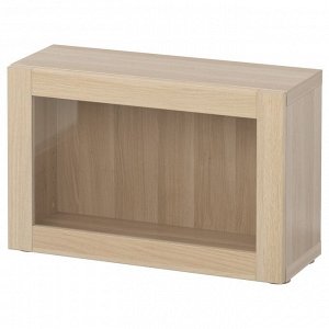 BEST?, стеллаж со стеклянной дверцей, эффект белого витражного дуба/Sindvik white stained oak eff прозрачное стекло, 60x22x38 см