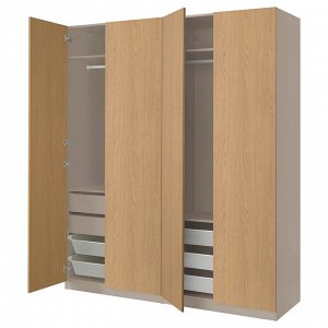 PAX / STORKLINTA, комбинированный шкаф, серо-бежевый с эффектом дуба, 200x58x236 см