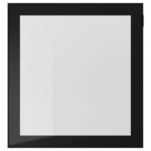 GLASSVIK, стеклянная дверь, черное / прозрачное стекло, 60x64 см