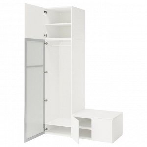 PLATSA, шкаф-купе с 4 дверцами, белое зеркальное стекло STRAUMEN /FONNES white, 140x57x241 см